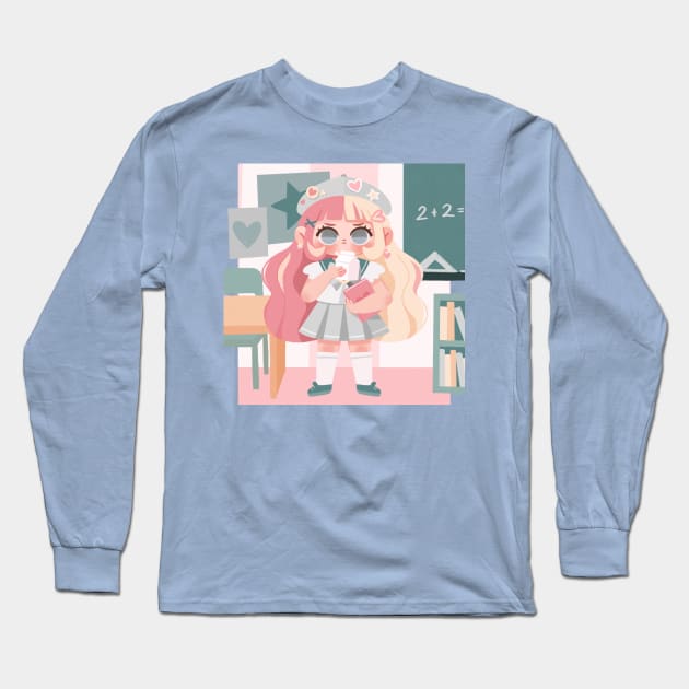 Pastel School Girl Long Sleeve T-Shirt by Lobomaravilha